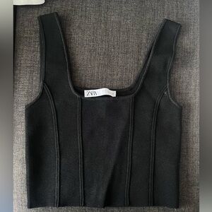 Zara crop tank. Stretchy material. Black
